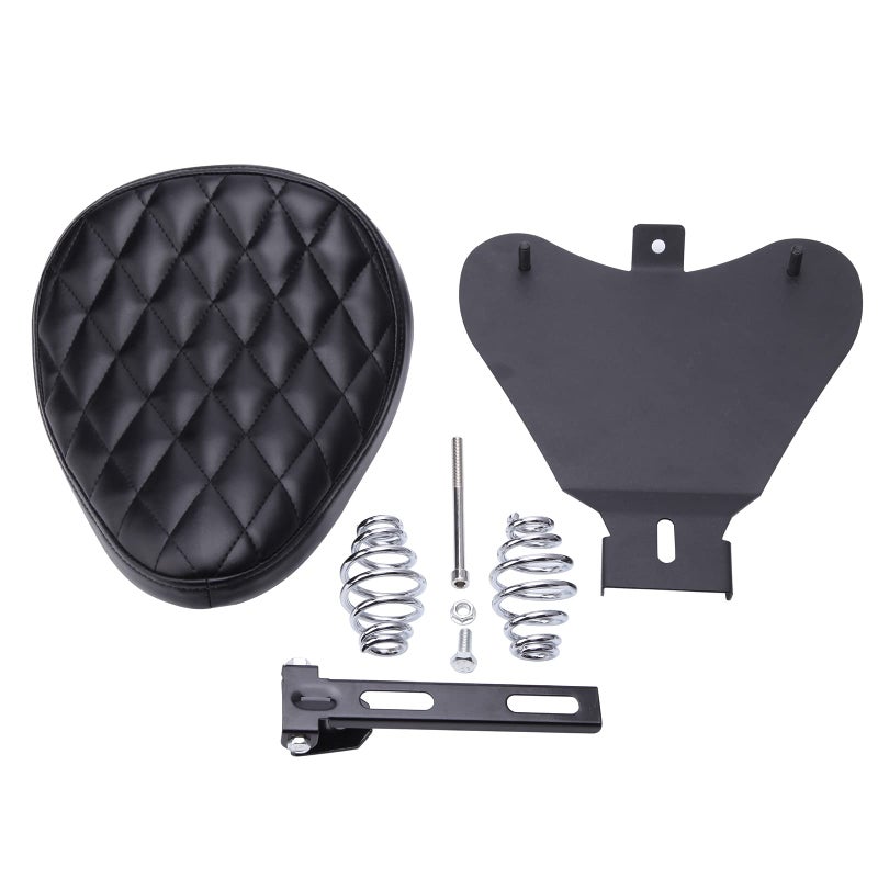 DREAMIZER Motorcycle Seat Cushion Driver Solo Seats with Spring Bracket PU Leather Compatible with Harley Honda Yamaha Kawasaki Sportster Iron 883 1200 Chopper Bobber Cafe Racer - Image 4