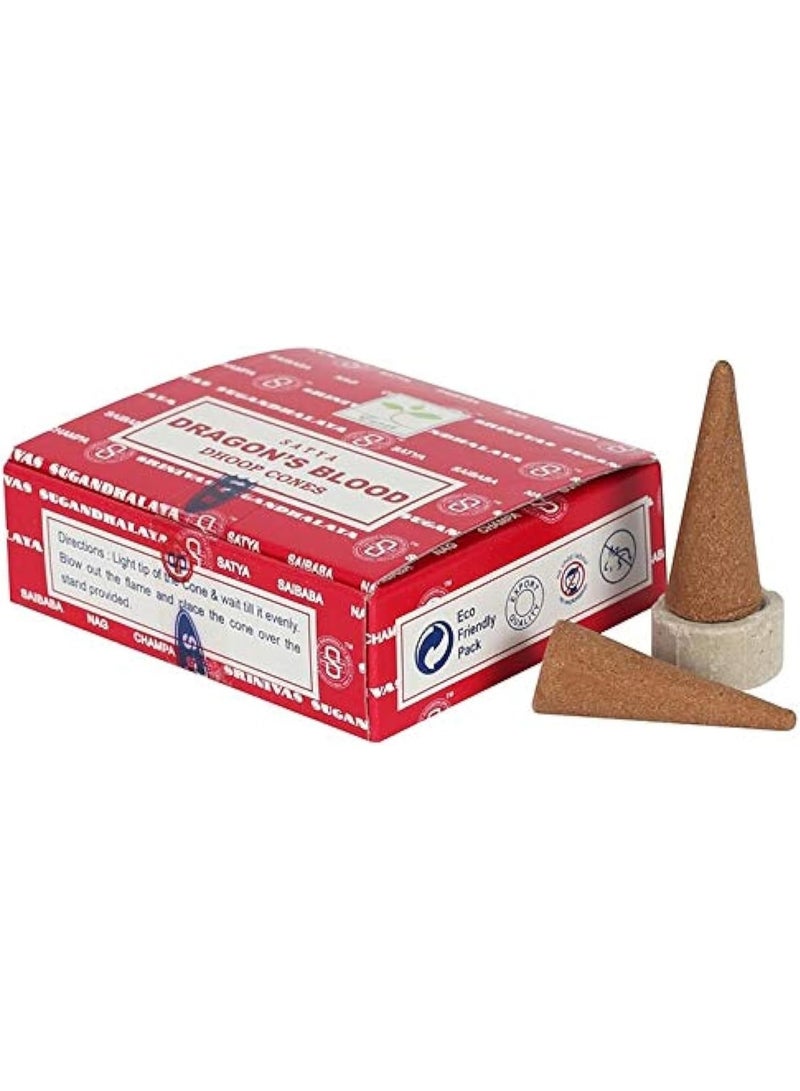 Satya DRAGON'S BLOOD DHOOP CONES Premium NATURAL INCENSE Cones for MEDITATION YOGA PRAYER RELAXATION HOME FRAGRANCE Long Lasting AROMATIC SCENT Spiritual Cleansing