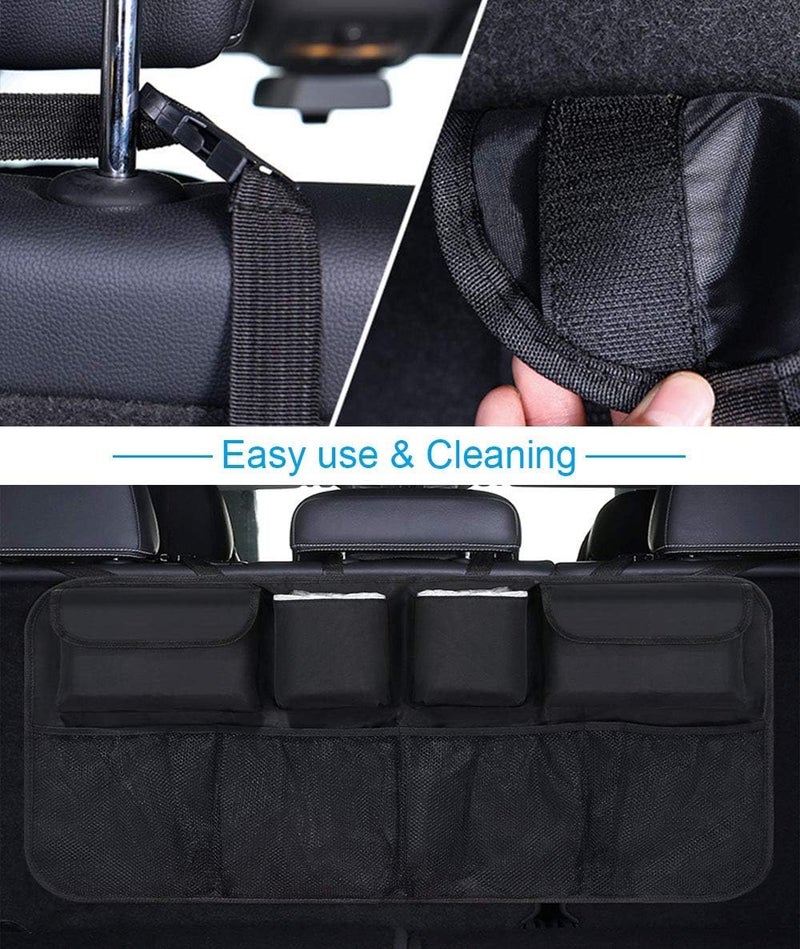 WapaW Car Back Seat Organizer with Multiple Pockets for Travel | Waterproof Multipurpose Trunk & Boot Storage Organizer for Mobile, Bottle, Tissue & Kids Accessories | Universal Fit | 80 × 48 cm - Image 4