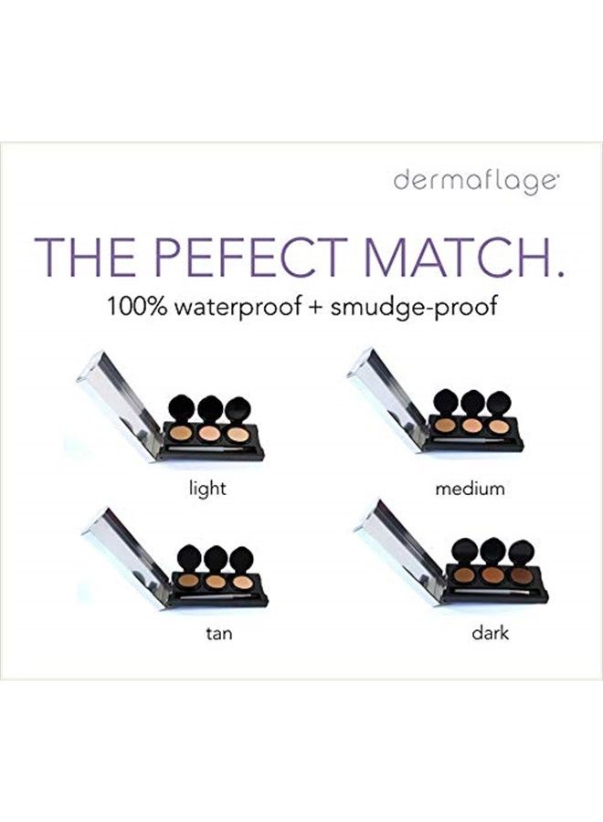 dermaflage لوحة خافي العيوب بتغطية كاملة، كريم خافي عيوب مقاوم للماء، 3 ألوان + فرشاة، من ديرمافلاج - Image 5