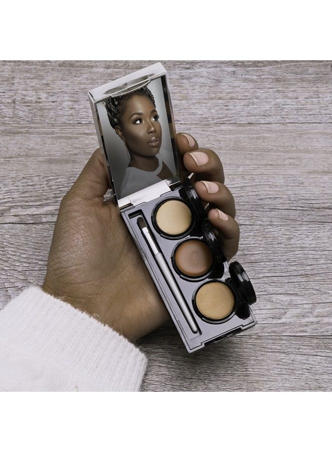 dermaflage لوحة خافي العيوب بتغطية كاملة، كريم خافي عيوب مقاوم للماء، 3 ألوان + فرشاة، من ديرمافلاج - Image 3