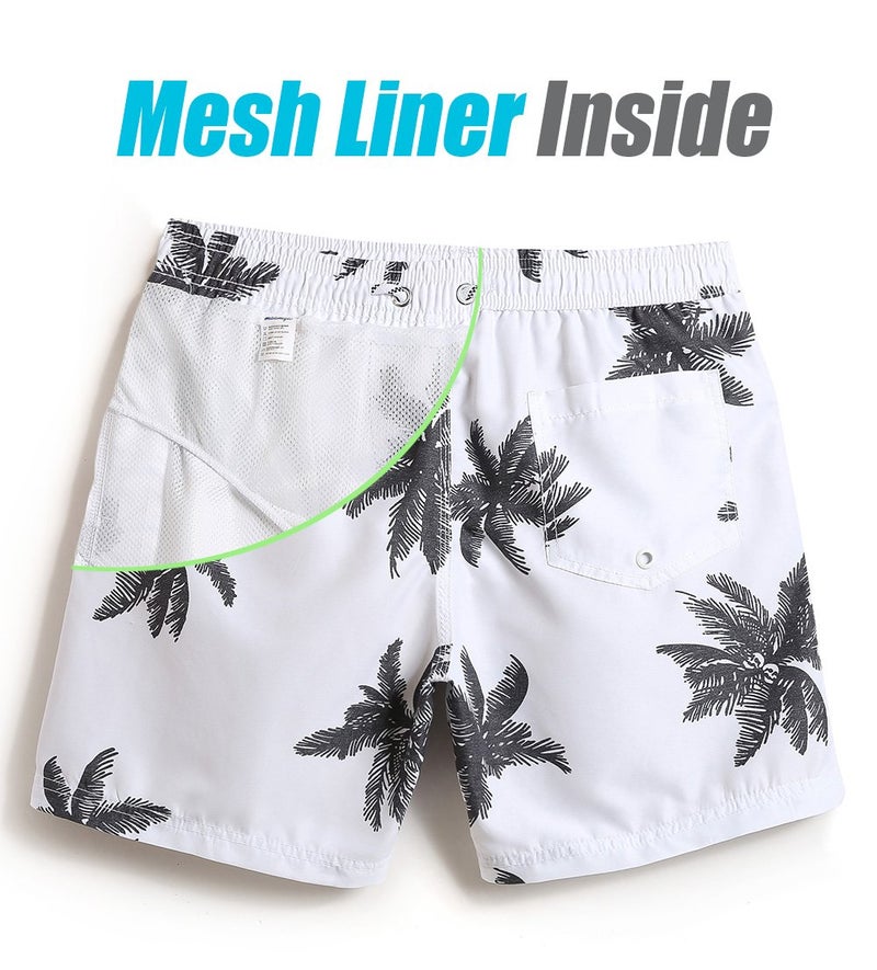 maamgic Men's 7 Inch Bathing Suits with Mesh Lining, Awhite7, L - Image 3