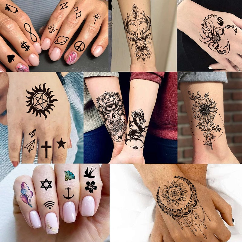 COKTAK 64 Sheets Variety Tiny Waterproof Temporary Tattoos For Men Women, Moon Star Butterfly Birds Planets Fake Tattoos For Kids Adults, Arm Neck Face Letters Temp Tattoo Temporary Tatoos Sticker Set - Image 2