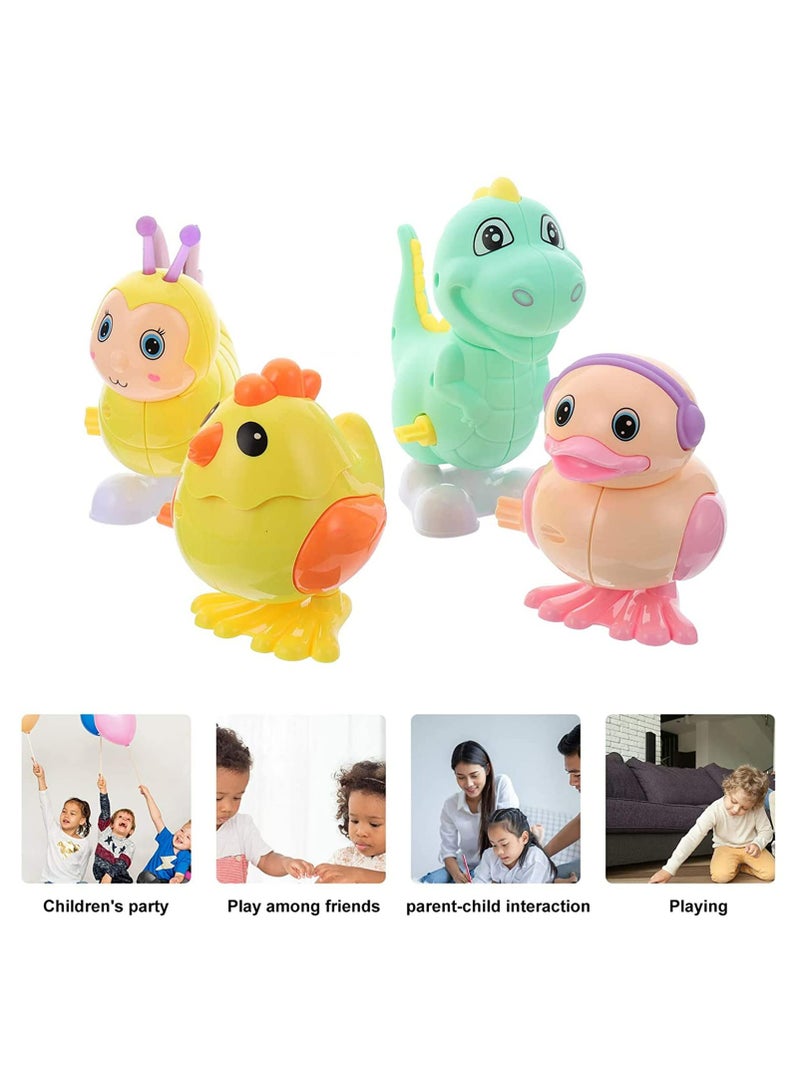 Animal Wind Up Toys Chick Duck Bee Dinosaur Clockwork Toys Farm Animal Figurine Figure Statue for Toddlers Kids Carnival Birthday Party Favors (Random Color) 4pcs  - Image 2