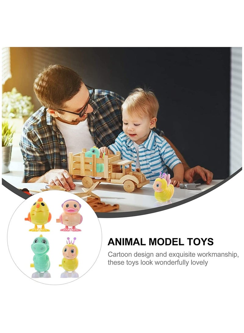 Animal Wind Up Toys Chick Duck Bee Dinosaur Clockwork Toys Farm Animal Figurine Figure Statue for Toddlers Kids Carnival Birthday Party Favors (Random Color) 4pcs  - Image 5