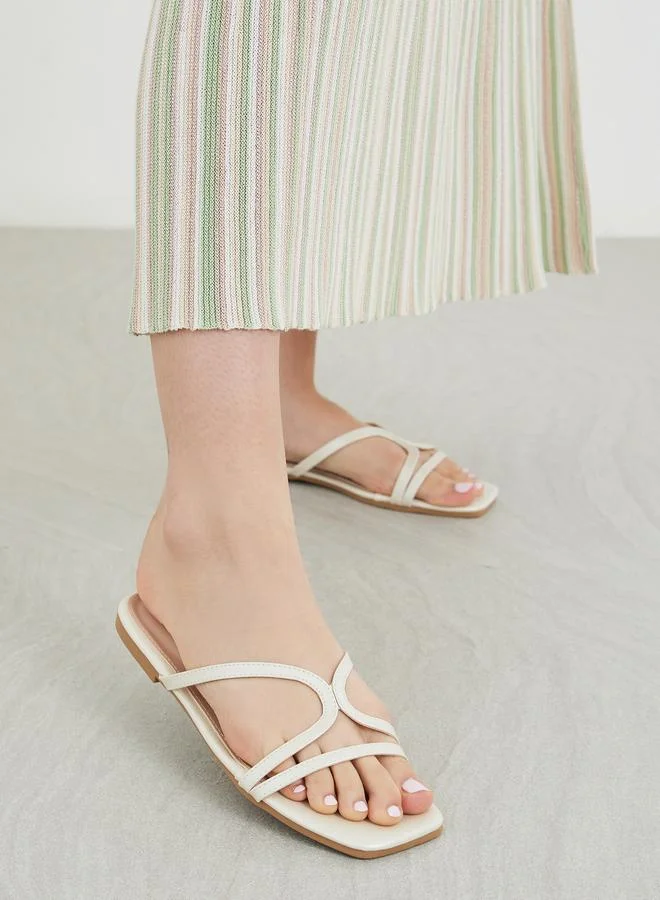 Styli Styli Multi Strap Open Toe Flat Sandals