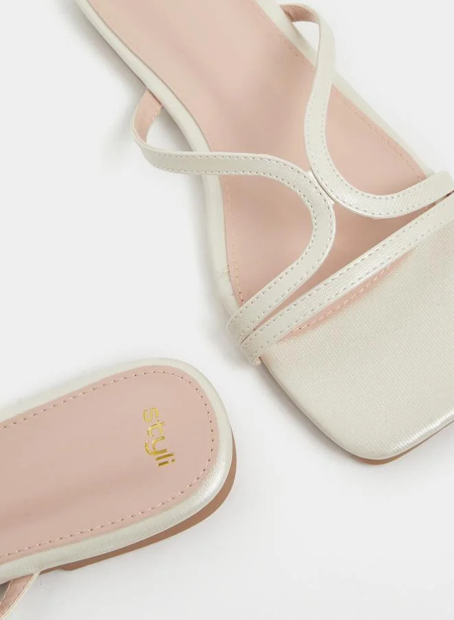 Styli Multi Strap Open Toe Flat Sandals