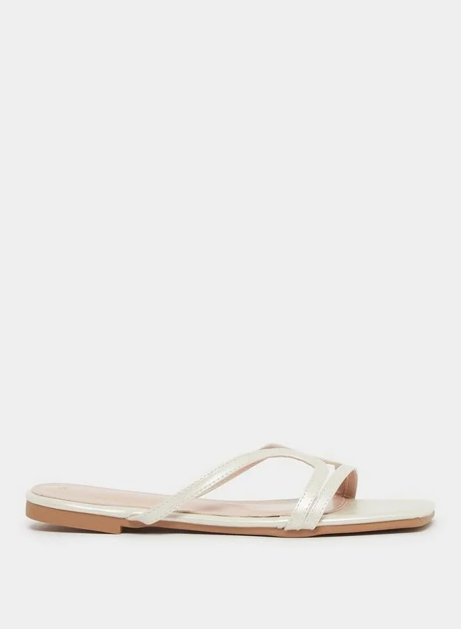 ستايلي صنادل مسطحة مفتوحة الأصابع متعددة الأشرطة