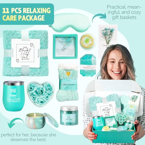Suhctuptx Birthday Gifts for Women, Self Care Gifts Christmas Box Get Well Soon Basket, Ocean Relaxing Spa Gifts Care Package w/ Flannel Blanket, Unique Mothers Day Gift Idea for Mom Her Friend Sister - Image 2