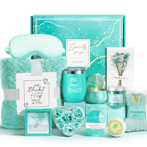 Suhctuptx Birthday Gifts for Women, Self Care Gifts Christmas Box Get Well Soon Basket, Ocean Relaxing Spa Gifts Care Package w/ Flannel Blanket, Unique Mothers Day Gift Idea for Mom Her Friend Sister - Image 1