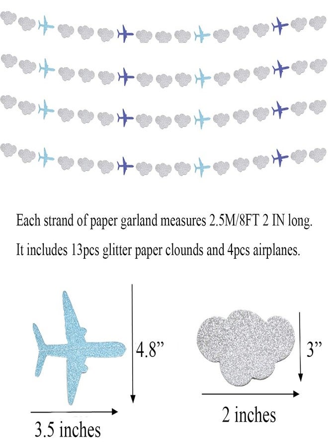 Lauthen.S Airplane Clouds Garland, 6pcs Glitter Plane Paper Garland Decorations for Birthday Backdrop Aviation Airplane Themed Baby Shower Party Supplies Classroom Home Decor - Image 3