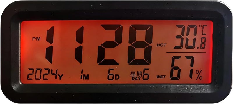 Dashboard Clock, with Luminous Display and Humidity Monitor, 16.5x11.5x3.2cm, Electronic Adhesive Car Clock, Vehicle Dashboard Timer, Modern Style, for Car, Truck or Motorcycle - Image 1