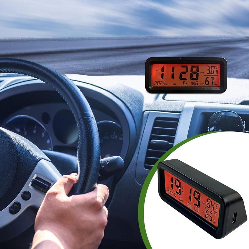 Dashboard Clock, with Luminous Display and Humidity Monitor, 16.5x11.5x3.2cm, Electronic Adhesive Car Clock, Vehicle Dashboard Timer, Modern Style, for Car, Truck or Motorcycle - Image 2