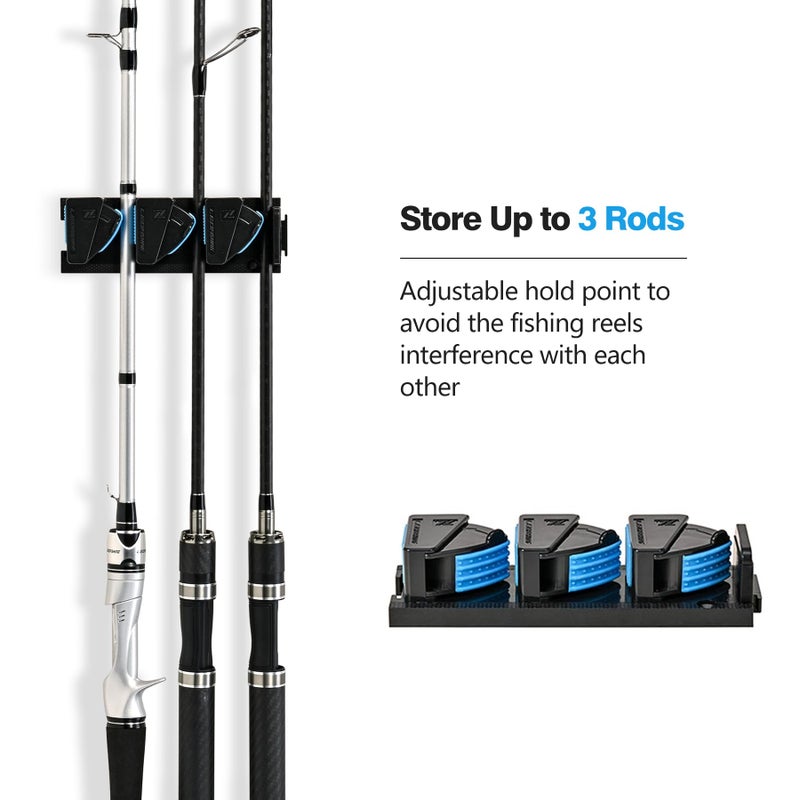 RESTCLOUD Fishing Rod Holder Vertical, Fishing Pole Holders for Garage, Fits 3-19mm Rod Diameter (3 Slots) - Image 3