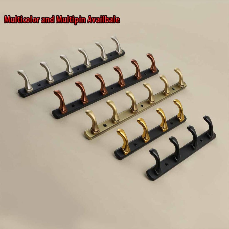 FERIO Zinc 4 Pin Hook Cloth Hanger Door Wall Hooks Rail for Hanging Clothes, Bathroom Cloth Hooks Hanger Door Wall Bedroom Bathroom Robe Hook (Pack of 1, 4 Hook, Silver and Black) - Image 4