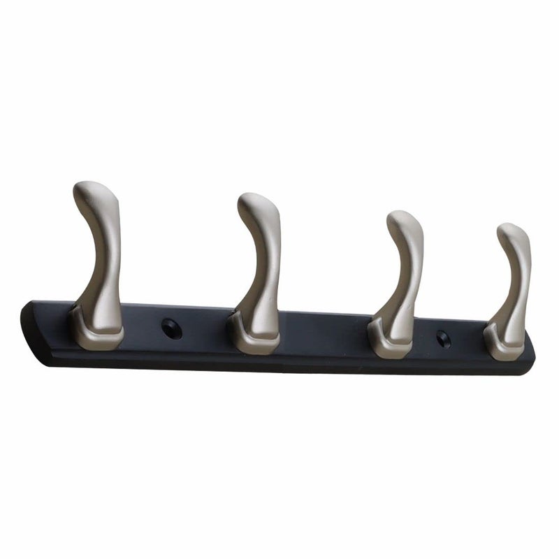 FERIO Zinc 4 Pin Hook Cloth Hanger Door Wall Hooks Rail for Hanging Clothes, Bathroom Cloth Hooks Hanger Door Wall Bedroom Bathroom Robe Hook (Pack of 1, 4 Hook, Silver and Black) - Image 1