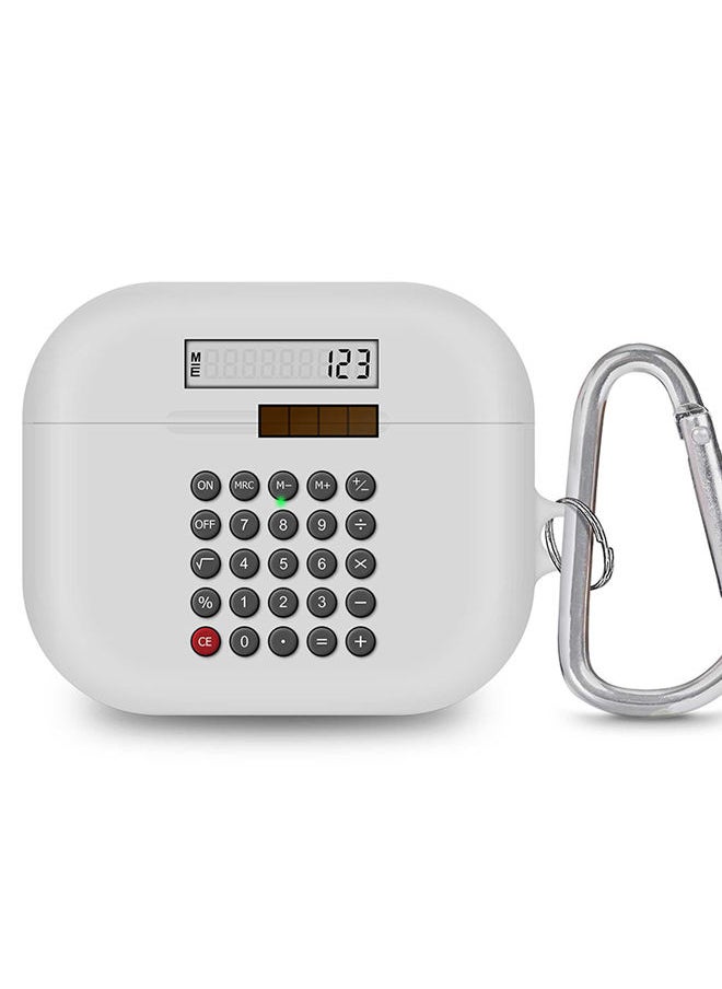 Stylizedd - StylePods Case for Airpods 3rd Gen Case With Anti-Lost Keychain - Calc (White) - Image 1
