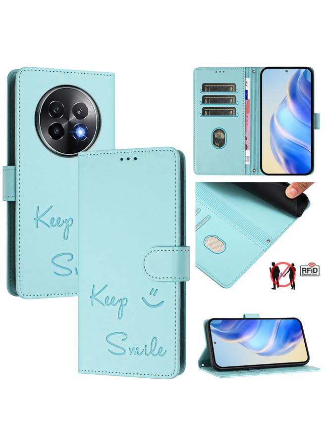 اس-توب جراب لهاتف Realme 13+ 5G Global Smile Embossing RFID مصنوع من الجلد - Image 1