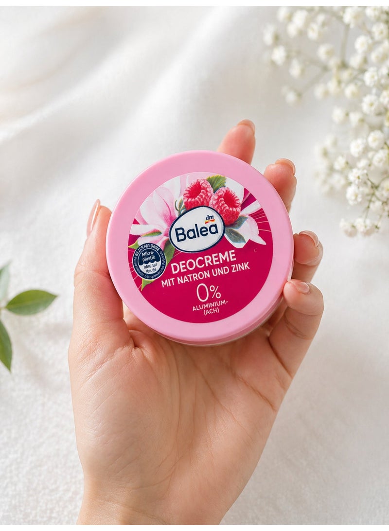 Balea Deodorant Cream 48h Protection with Baking Soda & Zinc – Aluminum Free, Alcohol Free, Long Lasting Odor Control, Raspberry Fragrance - Image 2