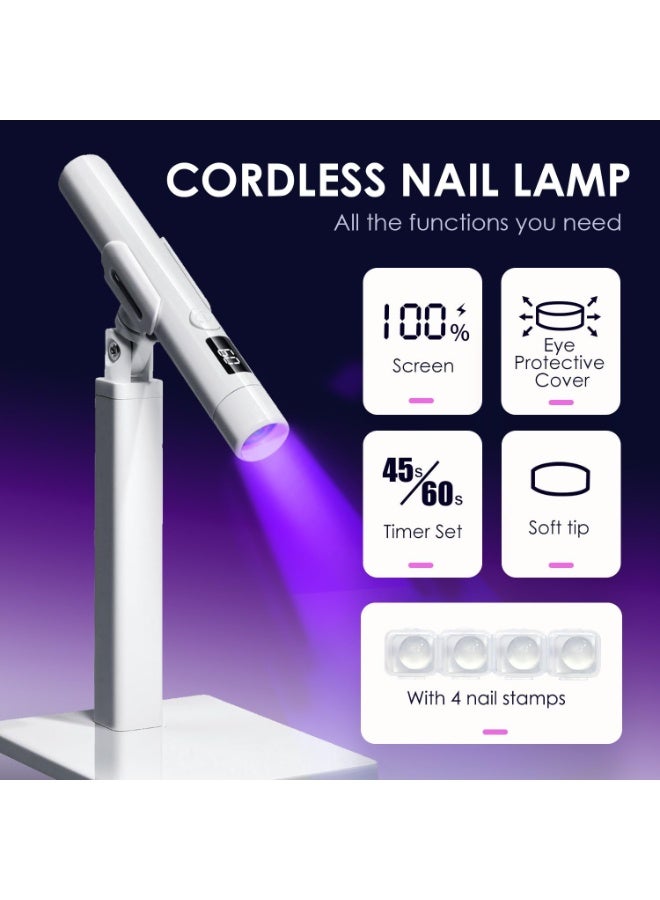 ضوء الأشعة فوق البنفسجية الصغير لأظافر الجل: مصباح أظافر للأشعة فوق البنفسجية محمول باليد قابل لإعادة الشحن ، مصباح علاج فلاش لمصباح الأظافر LED للهلام × الأظافر مع حامل مغناطيسي ، علاج سريع ، مناسب للأظافر المنزلية وصالون الأظافر - Image 2