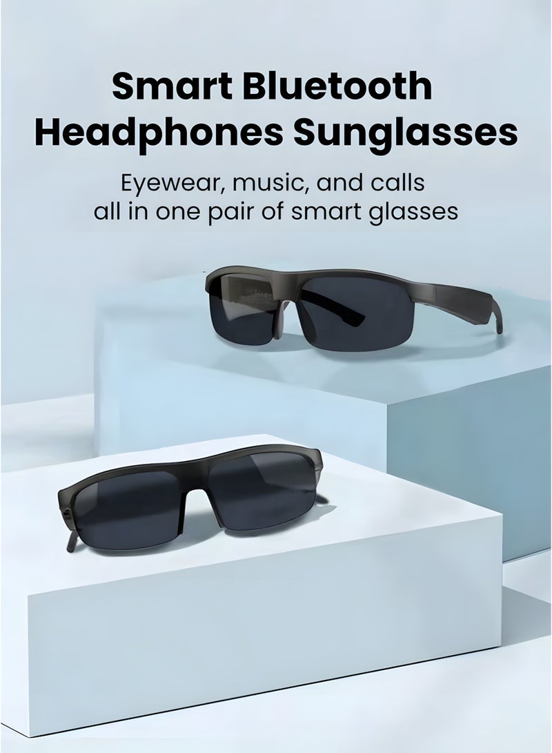 نظارات شمسية ذكية فاخرة بتقنية بلوتوث، مزودة بحماية من الأشعة فوق البنفسجية وعدسات مستقطبة، ومكبرات صوت مدمجة، ونظارات صوتية خفيفة الوزن للاستماع إلى الموسيقى وإجراء المكالمات بدون استخدام اليدين، مناسبة للرجال والنساء. - Image 2
