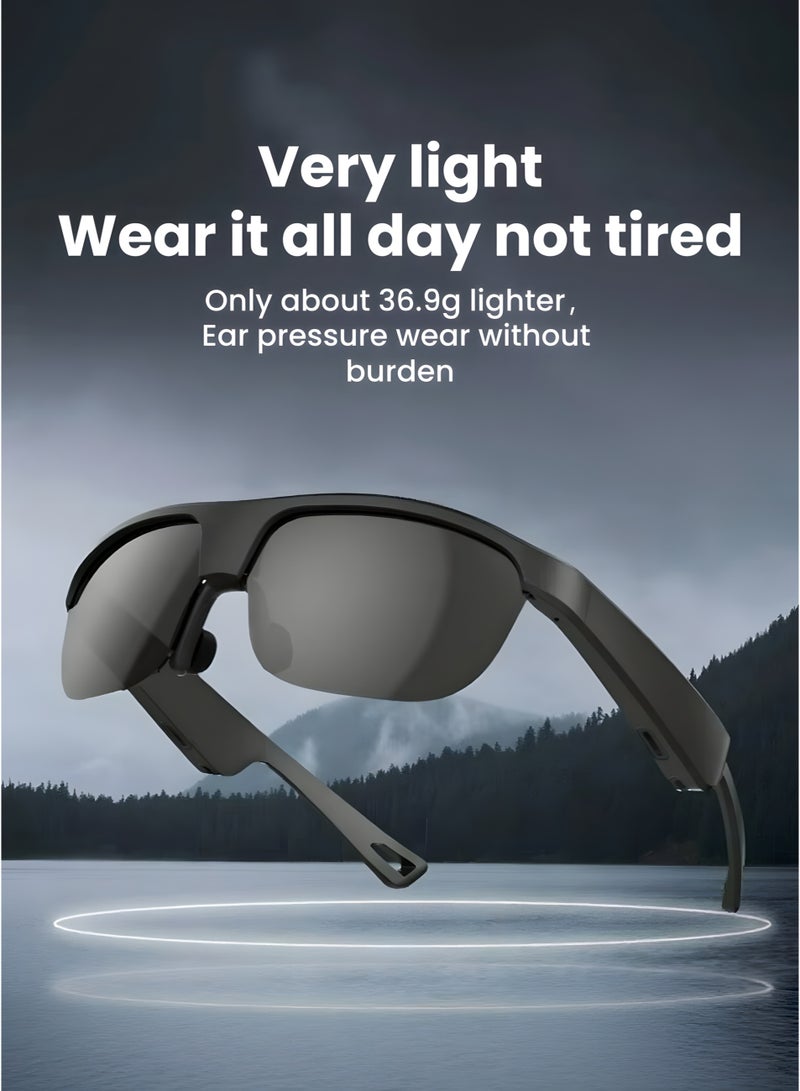 نظارات شمسية ذكية فاخرة بتقنية بلوتوث، مزودة بحماية من الأشعة فوق البنفسجية وعدسات مستقطبة، ومكبرات صوت مدمجة، ونظارات صوتية خفيفة الوزن للاستماع إلى الموسيقى وإجراء المكالمات بدون استخدام اليدين، مناسبة للرجال والنساء. - Image 3