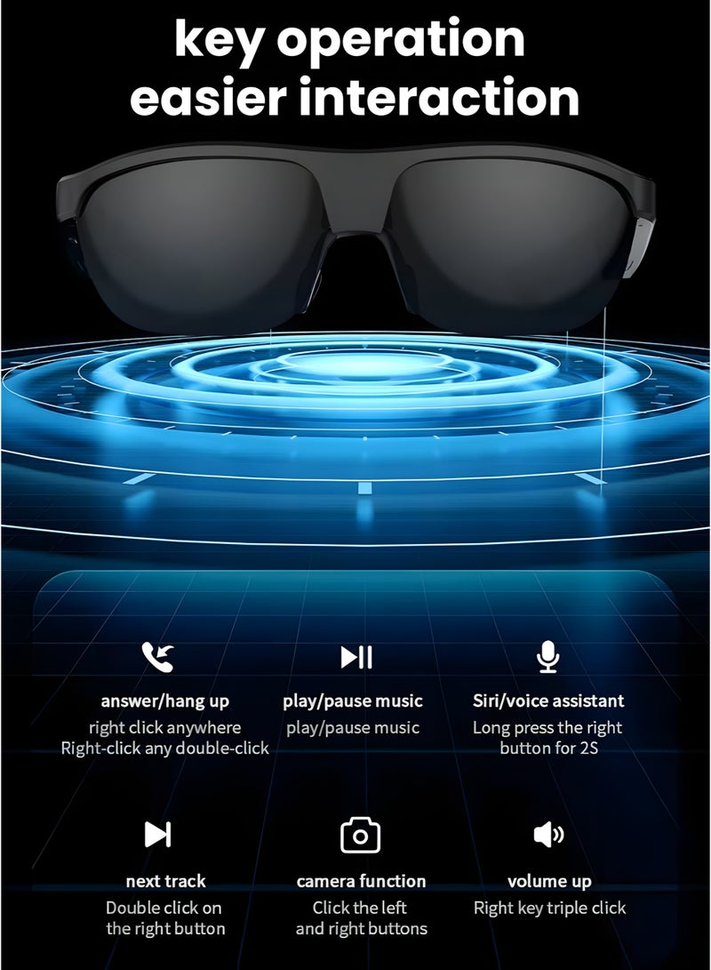 نظارات شمسية ذكية فاخرة بتقنية بلوتوث، مزودة بحماية من الأشعة فوق البنفسجية وعدسات مستقطبة، ومكبرات صوت مدمجة، ونظارات صوتية خفيفة الوزن للاستماع إلى الموسيقى وإجراء المكالمات بدون استخدام اليدين، مناسبة للرجال والنساء. - Image 4