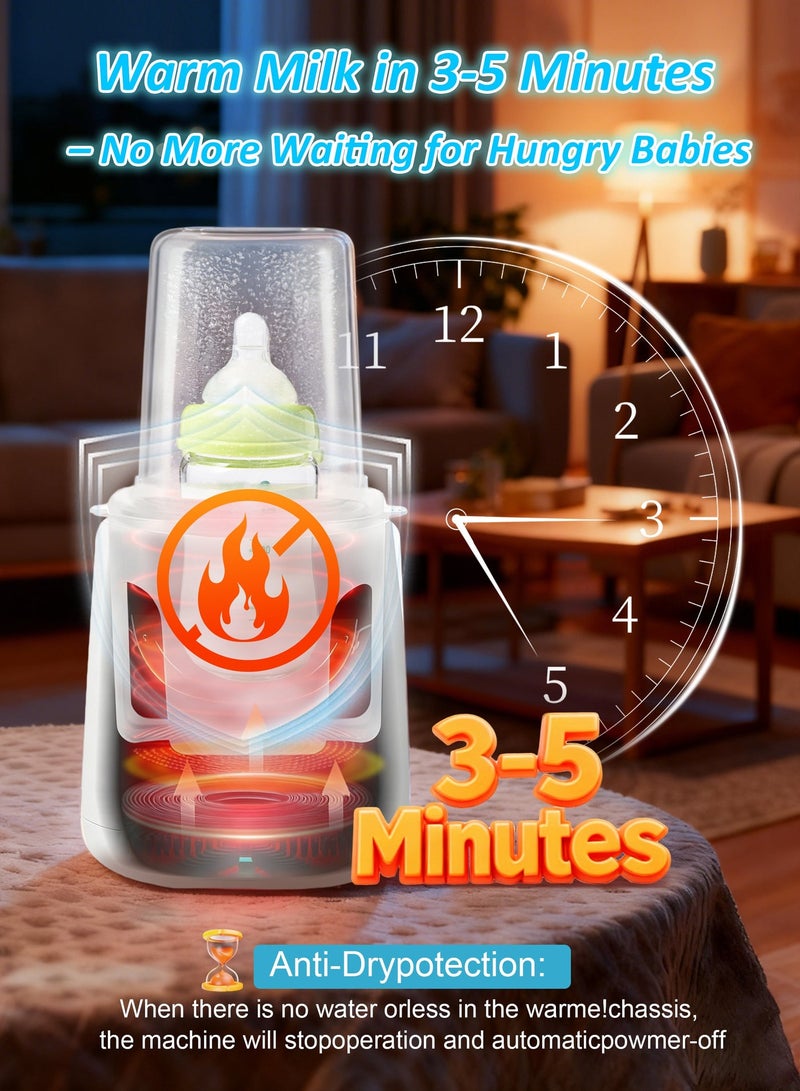 نكومي جهاز تدفئة زجاجات الرضاعة لحليب الأم مع مؤقت وإضاءة ليلية، يحافظ على الدفء لمدة 24 ساعة، تسخين سريع خالٍ من مادة BPA مع درجة حرارة قابلة للتعديل للزجاجات الزجاجية وزجاجات PPSU وأكياس السيليكون - Image 3