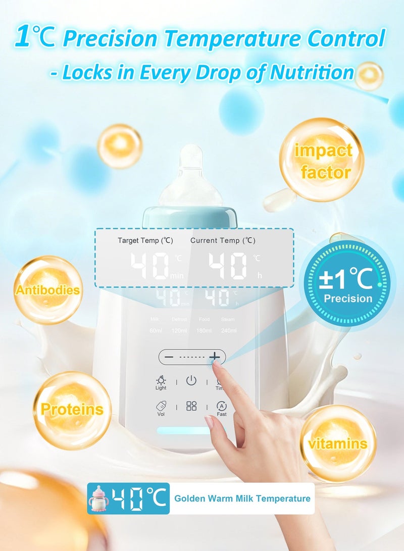 نكومي جهاز تدفئة زجاجات الرضاعة لحليب الأم مع مؤقت وإضاءة ليلية، يحافظ على الدفء لمدة 24 ساعة، تسخين سريع خالٍ من مادة BPA مع درجة حرارة قابلة للتعديل للزجاجات الزجاجية وزجاجات PPSU وأكياس السيليكون - Image 4