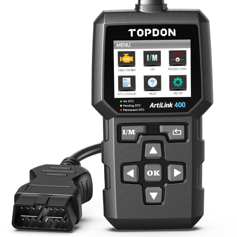 Topdon ماسح ضوئي TOPDON AL400 OBD2 قارئ رموز OBDII أداة فحص ضوء المحرك ماسح سيارات مع بحث DTC مسح الرموز إطار التجميد ماسح تشخيص IM بنقرة واحدة للهواة تحديث مدى الحياة
