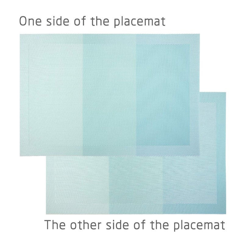PIGCHCY Placemats,Heat Insulation Non Slip Plastic Placemats,Washable Easy to Clean Woven Vinyl Kitchen Stain Resistant Placemats for Dining Table Set of 4(Sky Blue) - Image 2