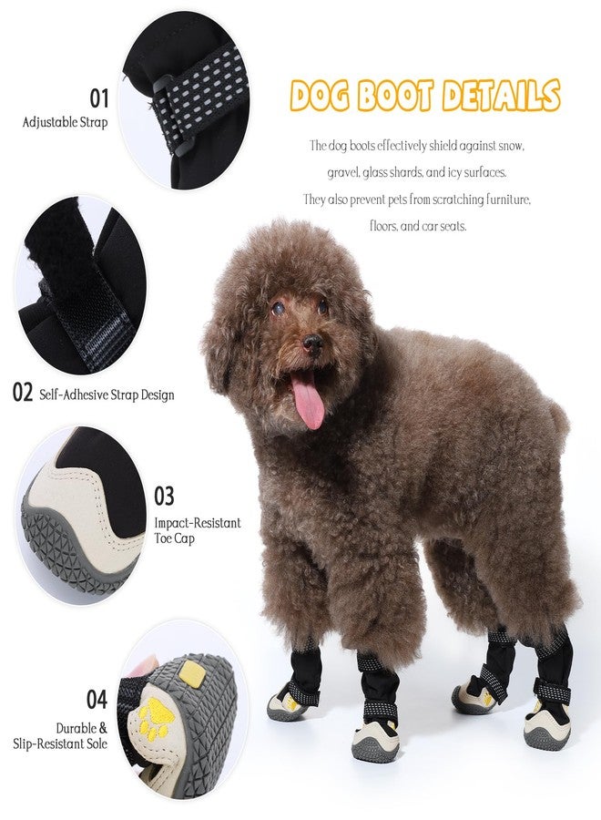 Fecialy Dog Shoes for Medium Large Dogs Winter Dog Snow Boots Anti-Slip Dog Boots & Paw Protectors Warm Wool Snow Booties with Reflective for Hiking 4Pcs,Size 3 - Image 3