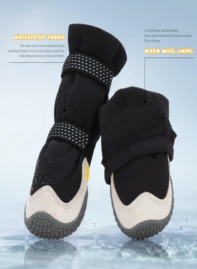 Fecialy Dog Shoes for Medium Large Dogs Winter Dog Snow Boots Anti-Slip Dog Boots & Paw Protectors Warm Wool Snow Booties with Reflective for Hiking 4Pcs,Size 3 - Image 5
