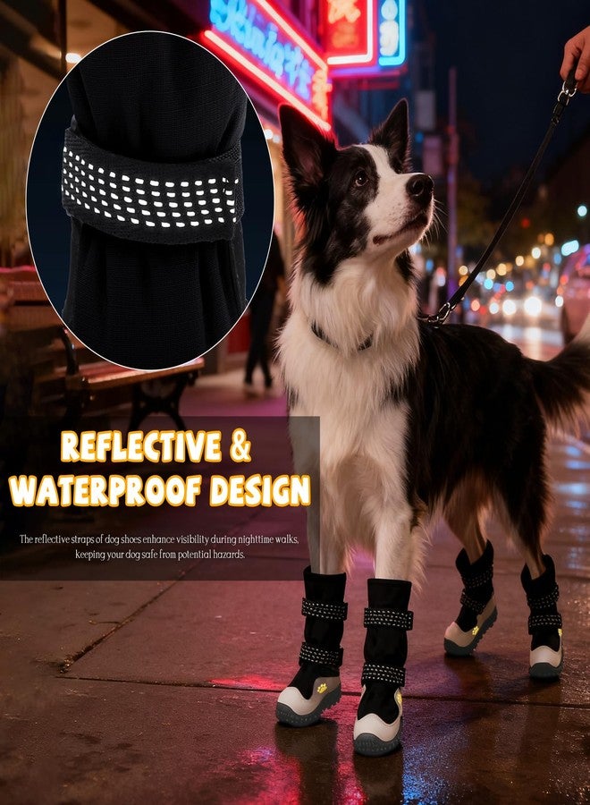 Fecialy Dog Shoes for Medium Large Dogs Winter Dog Snow Boots Anti-Slip Dog Boots & Paw Protectors Warm Wool Snow Booties with Reflective for Hiking 4Pcs,Size 3 - Image 4