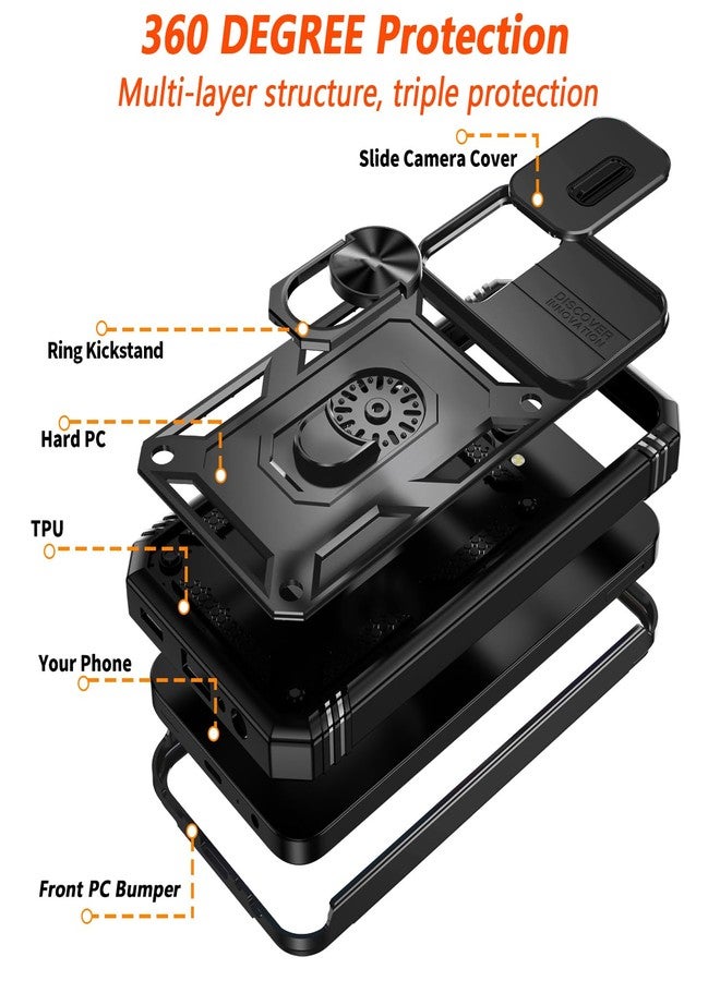 جراب لهاتف سامسونج جالاكسي A16 5G، جراب سامسونج A16 مع غطاء للكاميرا وواقيين للشاشة، مقاوم للصدمات حتى عمق 6 أمتار (20 قدمًا) [بمواصفات عسكرية]، جراب واقٍ مزود بمسند مغناطيسي 360 درجة لهاتف جالاكسي A16 5G، لون وردي - Image 4