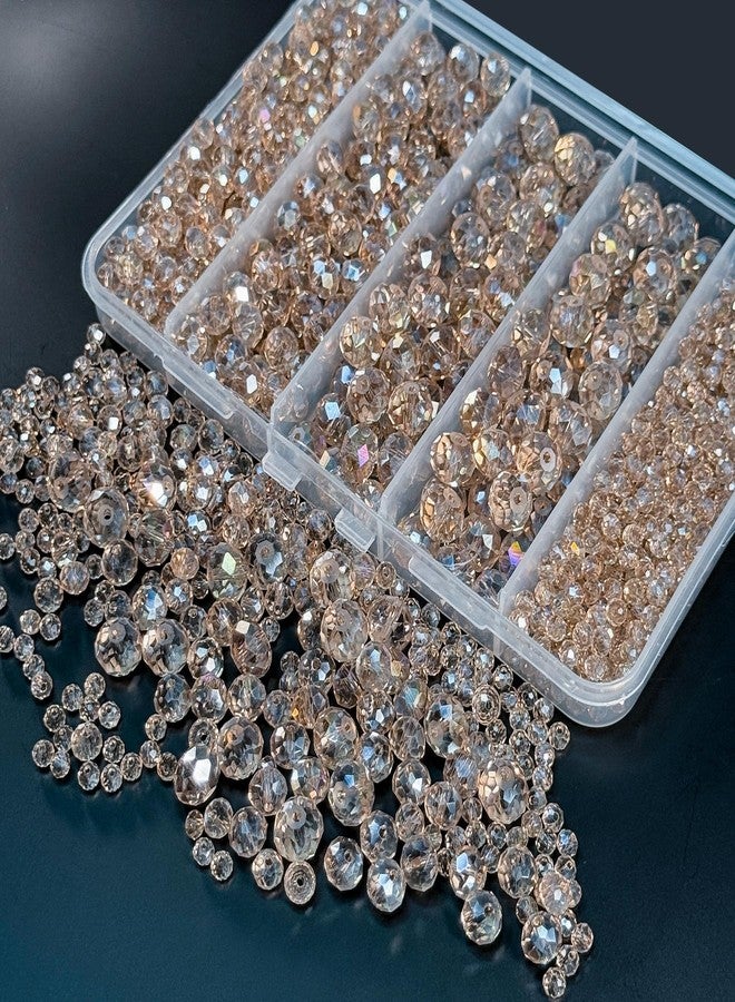 Laopottbeads 800Pcs 4/6/8/10mm Crystal Glass Beads for Jewelry Making Beads for Bracelets Necklace Pendants Making Supplies(Silver Champagne) - Image 2