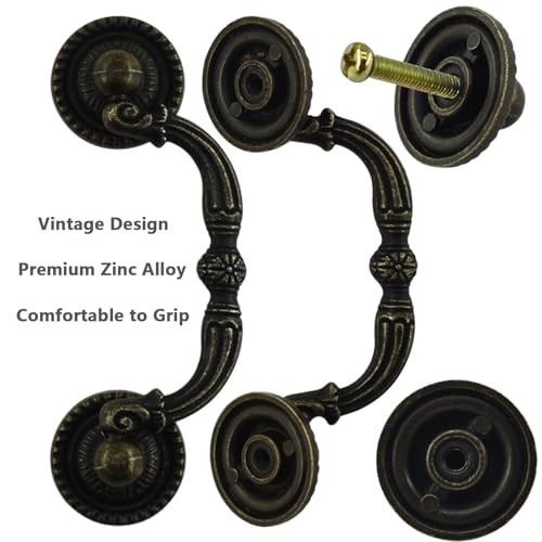 BDS-HOME 2pack 3" Bronze Vintage Pulls Handles Antique Decorative Drawer Knobs Pulls for Cabinet Handles, Dresser, Cupboard, Wardrobe - Image 4