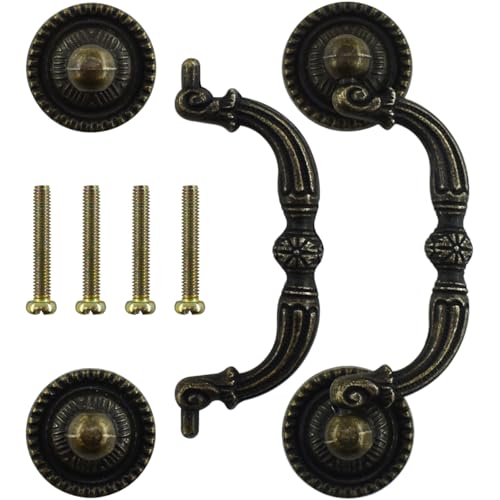 BDS-HOME 2pack 3" Bronze Vintage Pulls Handles Antique Decorative Drawer Knobs Pulls for Cabinet Handles, Dresser, Cupboard, Wardrobe - Image 1