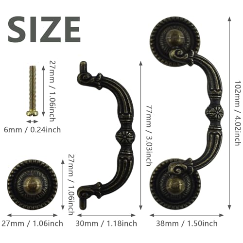 BDS-HOME 2pack 3" Bronze Vintage Pulls Handles Antique Decorative Drawer Knobs Pulls for Cabinet Handles, Dresser, Cupboard, Wardrobe - Image 2