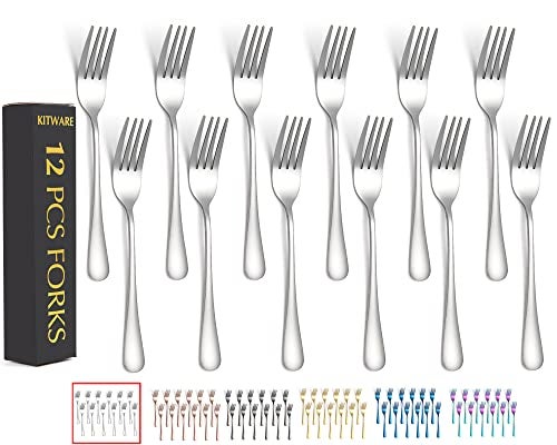 KITWARE Silver Salad Forks Set of 12 pieces，Stainless Steel Flatware Forks 6.8 inch，Mirror Polish Small Utensils, New Kitchen Essentials Cutlery Set Dishwasher Safe - Image 1