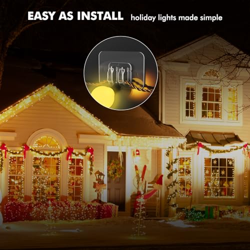 Galetcy Hooks for Outdoor String Lights - 100 Pack with Adhesive Strips - No Damage, No Tools, No Holes, Waterproof and UV-Resistant, Perfect for Christmas and Patio Decor - Image 5