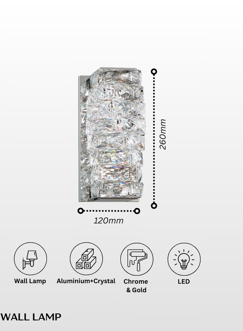 Target LED Crystal Wall Light Silver 26X12cm - Image 3