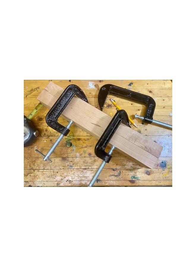 PROMASS 4PCS 4 Inch C-Clamp, Industrial Strength, Heavy Duty Steel C Clamp Set, Iron C Clamps, Cast Iron Frame Sliding T-Handlefor Woodworking, Welding, Building Blue Collar Tools, Stability Massive Clamps - Image 3