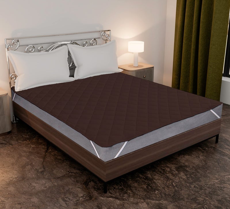 ACHIR 100% Waterproof Polycotton Breathable Corner Elastic Fitted Style Mattress Protector/Bed Cover - King Size, 72x78 Inch, 182.88x198.12 CM, 6ftx6.5 Feet - Brown - Image 1