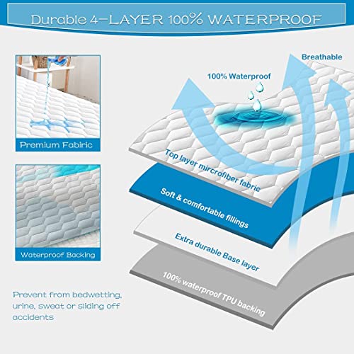 ACHIR 100% Waterproof Polycotton Breathable Corner Elastic Fitted Style Mattress Protector/Bed Cover - King Size, 72x78 Inch, 182.88x198.12 CM, 6ftx6.5 Feet - Brown - Image 5