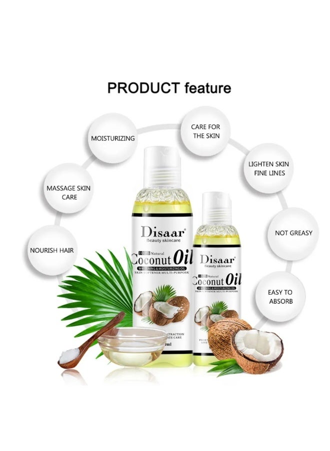 Disaar زيت جوز الهند 100 مل لتفتيح وترطيب البشرة، زيت تليين البشرة متعدد الاستخدامات، زيت العناية بالبشرة النقي، زيت الأفوكادو الطبيعي للجسم، زيت المساج الأساسي، زيت الوجه، زيت التغذية الأساسي، زيت مساج الأفوكادو - Image 2