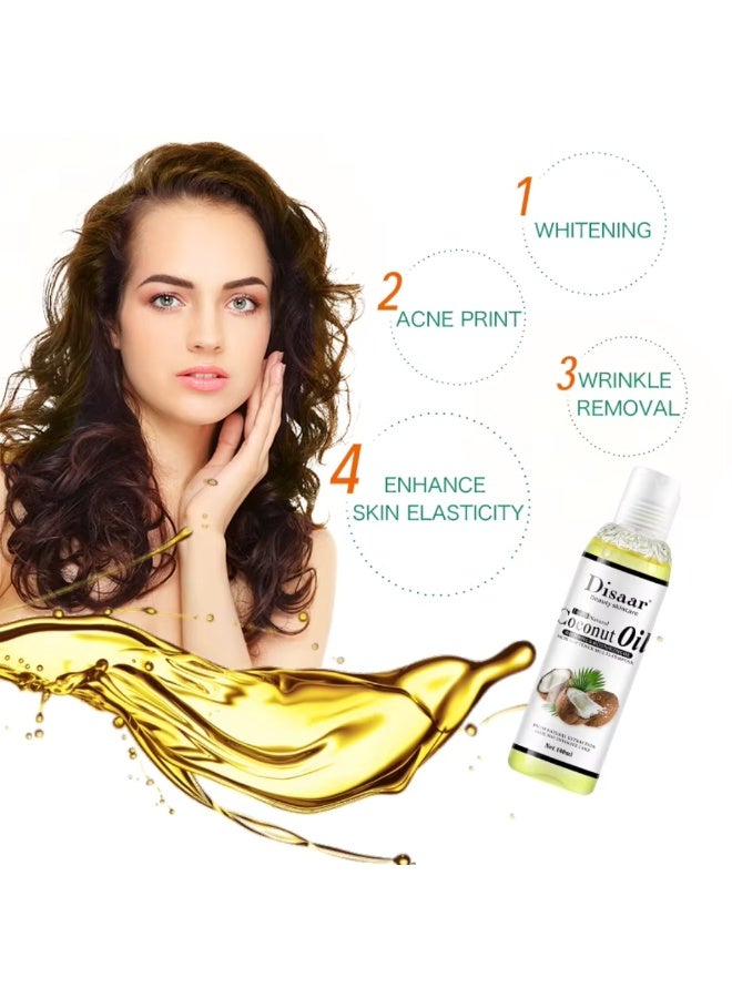 Disaar زيت جوز الهند 100 مل لتفتيح وترطيب البشرة، زيت تليين البشرة متعدد الاستخدامات، زيت العناية بالبشرة النقي، زيت الأفوكادو الطبيعي للجسم، زيت المساج الأساسي، زيت الوجه، زيت التغذية الأساسي، زيت مساج الأفوكادو - Image 4