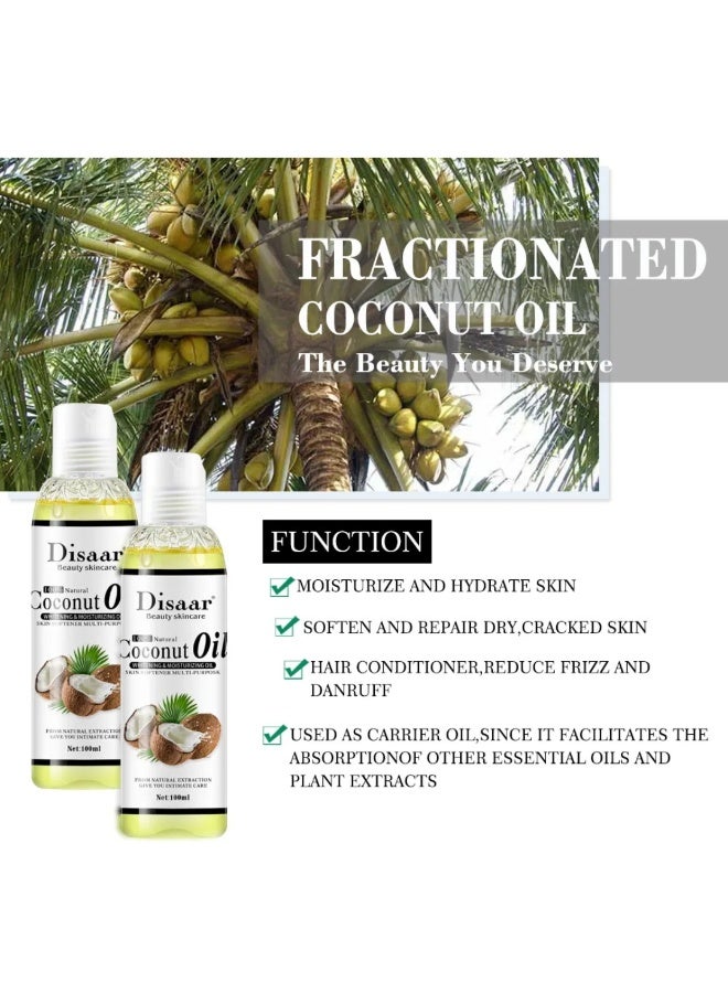 Disaar زيت جوز الهند 100 مل لتفتيح وترطيب البشرة، زيت تليين البشرة متعدد الاستخدامات، زيت العناية بالبشرة النقي، زيت الأفوكادو الطبيعي للجسم، زيت المساج الأساسي، زيت الوجه، زيت التغذية الأساسي، زيت مساج الأفوكادو - Image 3