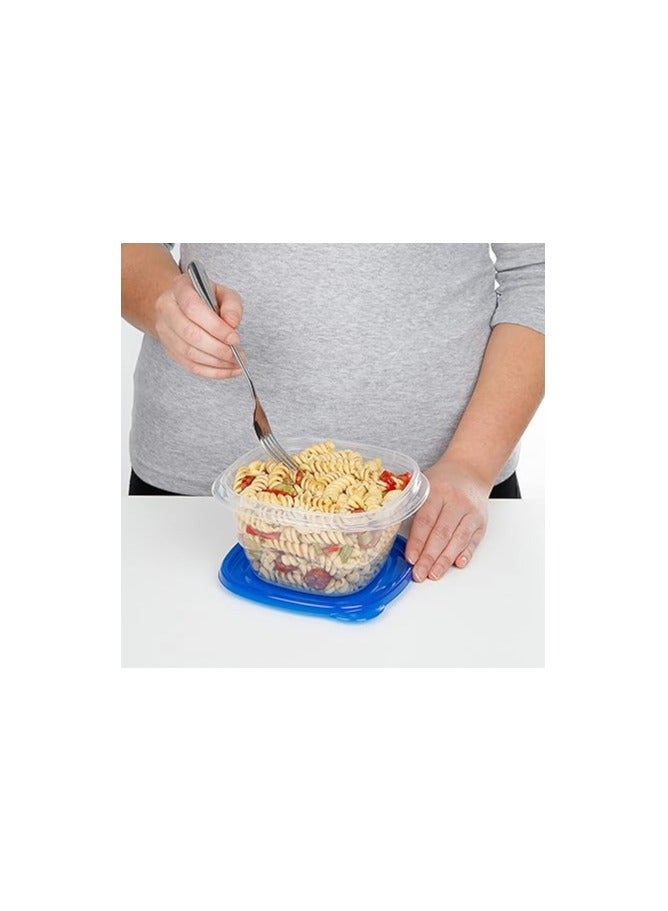 سيستيما حاويات تخزين الطعام مربعة عميقة سعة 760ملليلتر تيكالونج من سيستيما  عدد  4 عبوات شفافة بغطاء ازرق - Image 1