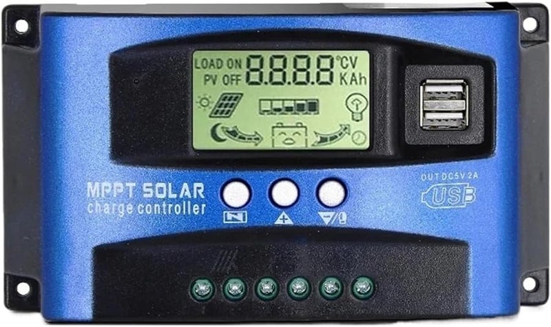 60A MPPT Solar Charge Controller LCD Display 12V 24V Regulator With Load - Image 1